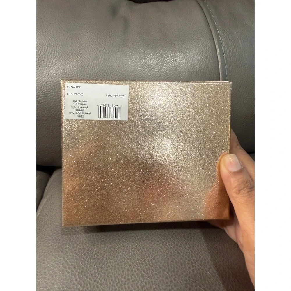 Kate Spade Boxed Small Metallic Saffiano Slim Cardholder Glittering‎ Rose KE816